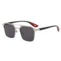 Lunettes de soleil polarisées à monture en métal, design carré élégant avec double pont. - Monture Argentée Verre Gris
