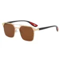 Femmes Hommes Métal Carré Polarisé Lunettes de Soleil UV400 Extérieur Conduite Pêche - Monture Dorée Verre Thé