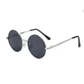 Lunettes de soleil rondes en métal classique avec verres noirs pour enfants détail. - Argent-Noir
