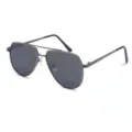 Occhiali da sole aviatore in metallo con lenti scure polarizzate e doppio ponte elegante. - Grigio