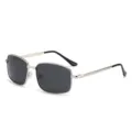 Lunettes de soleil polarisées classiques à monture métallique rectangulaire pour hommes. - Monture Argentée Verre Gris