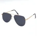 Primer plano de las gafas de sol infantiles de metal elegante con doble puente oscuro. - Dorado Negro