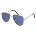 Gafas de sol polarizadas de metal para niños, vista en detalle con montura dorada y lentes. - Película Azul