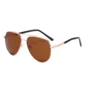 Lunettes de soleil aviateur classiques pour hommes et femmes avec double pont en métal et verres. - Monture Or Verres Thé