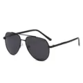 Lunettes de soleil aviateur classique en métal noir double pont pour hommes et femmes chic - Monture Noire Verres Noir Gris