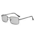 Men's metal photochromic polarized sunglasses square frame driving night vision eyewear black - Gunmetal Frame Photochromic Lens