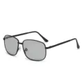 Men's black metal polarized sunglasses with classic grey lenses for outdoor fishing. - Black Frame Photochromic