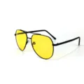 Lunettes de soleil aviateur monture metal noir verres jaunes style mode unisexe chic - Monture Noire Verre Vision Nocturne