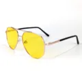 Lunettes de soleil polarisées verres jaunes aviateur monture métal homme femme été - Monture Dorée Lentille Vision Nocturne
