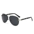 Lunettes de soleil polarisées en métal pour hommes noir pilote été protection solaire - Monture Argentée Verre Gris