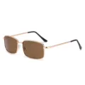 Lunettes de soleil polarisées en métal carré pour hommes, verres bruns, protection UV. - Monture Dorée Verre Thé