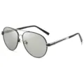 Classic aviator sunglasses for men with polarized lenses and stylish metal frame. - Black Silver Frame Photochromic Lens