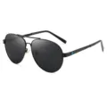 Lunettes de soleil aviateur polarisées homme classique avec monture métal noire et verres UV. - Monture Noire Verres Noir Gris