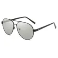 Men's polarized aviator sunglasses with black metal frame and stylish driving lenses. - Black Frame Photochromic