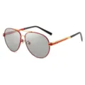 Stylish red gold frame polarized aviator sunglasses with grey lenses for men driving. - Red Gold Frame with Color-Changing Lens