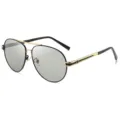 Men's Polarized Aviator Sunglasses Black Gold Metal Frame Silver Lens UV Protection - Black Gold Frame Photochromic Lens