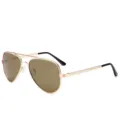 Lunettes de soleil polarisées pour hommes monture dorée style aviateur verres marron. - Monture Dorée Verre Thé