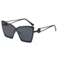 Lunettes de soleil œil-de-chat tendance pour femme et homme, monture métal noire anti-UV. - Monture Noire Verres Noir Gris