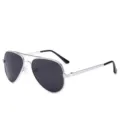 Lunettes de soleil aviateur polarisées pour hommes avec monture en métal et protection UV. - Monture Argentée Verre Gris