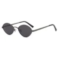 Lunettes de soleil ovales rétro en métal pour hommes femmes, tendance protection UV. - Monture Gris Fusil Verres Gris Noir
