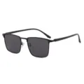 Lunettes de soleil polarisées pour hommes cadre métal protection UV conduite et pêche. - Monture Noire Verres Noir Gris