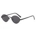 Lunettes de soleil rétro ovales en métal pour homme et femme, protection UV tendance. - Monture Noire Verres Noir Gris