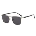 Lunettes de soleil polarisées carrées en métal pour hommes branches noires UV400 sport - Monture Argentée Verre Gris