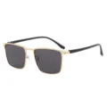 Herren polarisierte Sonnenbrille mit Metallrahmen und quadratischen Gläsern zum Angeln. - Goldener Rahmen Graue Linse