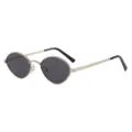 Lunettes de soleil ovales rétro pour hommes et femmes, style coréen tendance protection UV. - Monture Argentée Verre Gris