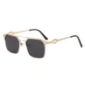 Men's Gold Metal Polygon Polarized Sunglasses UV400 Driving Outdoor Fashion Shades - Gold Frame Black Gray Lens