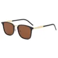 Lunettes de soleil polarisées tendance avec monture métal noir or et verres bruns UV. - Monture Dorée Verre Thé
