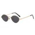 Vintage oval sunglasses for men and women gold metal frame retro sun glasses UV protection. - Gold Frame Black Gray Lens