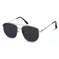 Vista de detalle gafas de sol piloto hombre, montura de metal y lentes oscuras. - Marco Plateado Lente Gris Negro