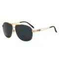 Classic men's metal aviator sunglasses with polarized black lenses and stylish temples. - Gold Frame Grey Lens