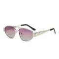 Lunettes de soleil œil-de-chat en métal double pont verres dégradés femme élégantes - Monture Argentée Verres Violets