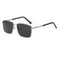 Lunettes de soleil polarisées carrées pour homme avec une monture en métal argenté. - Monture Argentée Verre Gris