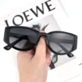 Femmes lunettes de soleil rectangulaires noires rétro monture épaisse dégradé UV - Monture Noire Verre Dégradé Gris