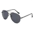 Lunettes de soleil aviateur métal polarisées homme vue détail, protection UV. - Monture Gris Fusil Verres Gris Noir