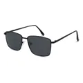 Lunettes de soleil pour homme en métal carré polarisées protection UV vue détaillée. - Monture Noire Verres Noir Gris