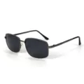 Vista detallada de gafas de sol polarizadas para hombre, montura metálica cuadrada. - Montura Gris Gunmetal Lentes Gris Negro
