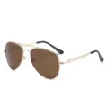 Occhiali da sole aviator classici in metallo dorato a doppio ponte con lenti marroni uomo. - Montatura Oro Lente Tè