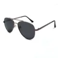 Lunettes de soleil aviateur polarisées homme UV400 conduite pêche monture métal mode - Monture Gris Fusil Verres Gris Noir