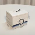 Scatola portaoggetti in legno mediterraneo, organizer per gioielli bianco con design a timone. - Stile timone / Bianco