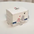 Scatola portaoggetti in legno stile mediterraneo organizer da scrivania decoro nautico - Modello a doppia vela / Bianco