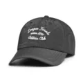 Dunkelgraue Nylon Ripstop Baseball Cap Detail, mit atmungsaktivem Stoff und weißem Sticktext. - Verstellbar / Schwarz
