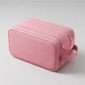 Roze toilettas met meerdere vakken, handige cosmetica organizer voor reizen en dagelijks. - Roze