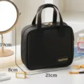 Zwarte waterdichte cosmetische tas met grote capaciteit, opbergvakken en handig handvat. - 21*8*19cm / Zwart