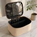 Grote cosmetische tas reizen make-up organizer draagbare toilettas beige opbergtas groot - Beige