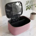 Grote dames cosmetisch tasje draagbare reismake-up opbergtas organizer met compartimenten - Roze