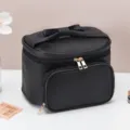 Zwarte cosmetische tas met strik, waterdichte reis make-up organizer met dubbele ritssluiting. - 25*18*16cm / Zwart
